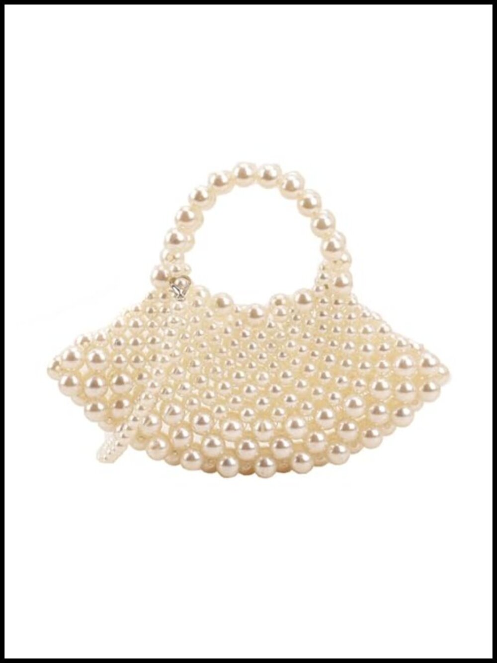 Pearl Beaded Fan Shape Clutch Purse Crossbody Evening Handbag